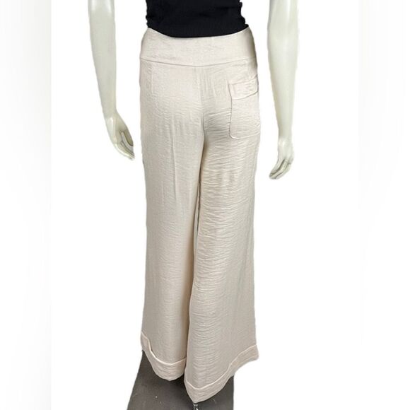 Black Label BCBG Max Azaria Wide Leg Ivory Shimmer Wide Waistband Dress Pants 10 - Picture 12 of 15